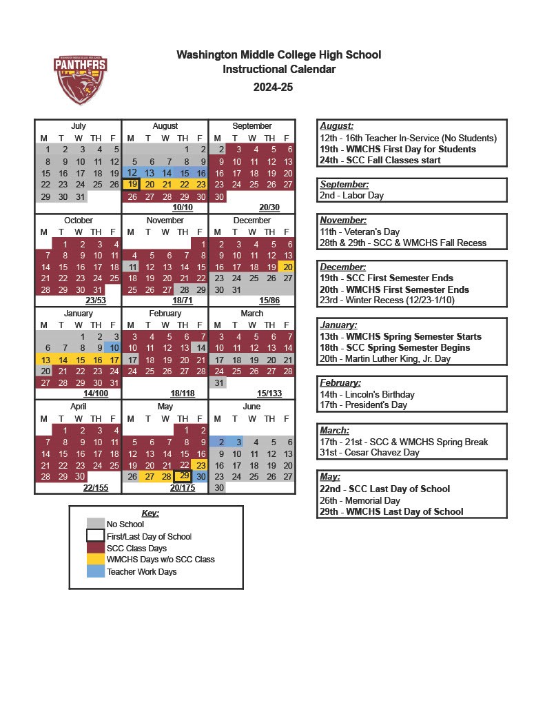 WMCHS Instructional Calendar 2024-2025